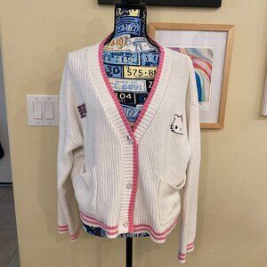 Hello kitty Sanrio Pink and White Knit Cardigan Sweater